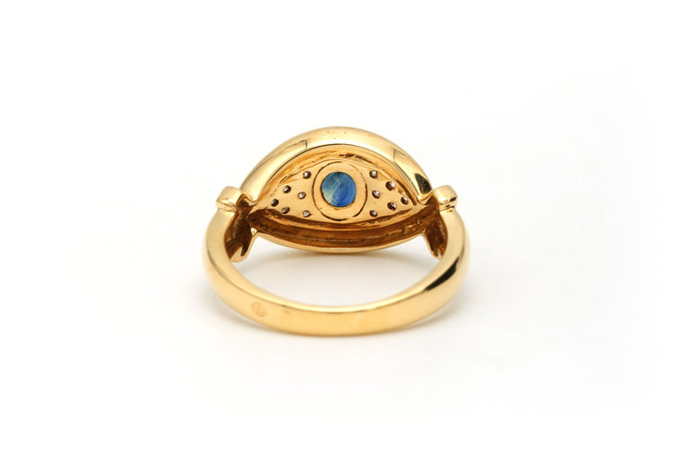 Bague 52 Bague en or jaune sertie d'un saphir et de diamants 58 Facettes B564