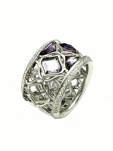 Prsten 54 CHOPARD. Kolekcija "Imperijalna", prsten od belog zlata, ametisti i dijamanti 58 Facettes