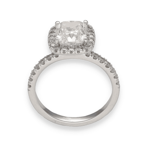 Solitaire 14k gold cushion diamond 1.80 ct GIA + 0.35 ct - Size 50