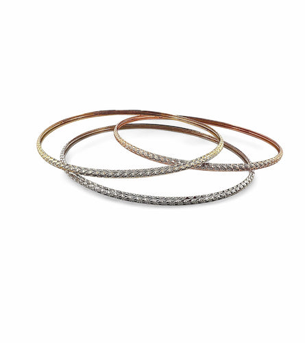 Bracelet 3 bracelets joncs ciselés en or 18 carats 58 Facettes