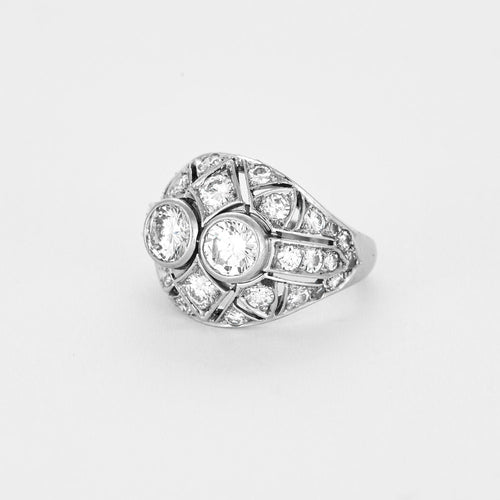 Bague 52.5 Bague dôme platine et diamants 58 Facettes 240367