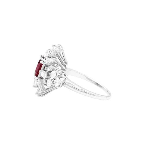 Bague 56 Bague jupe or blanc rubis 1,57 cts et diamants. 58 Facettes 34789
