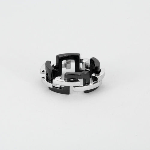 Bague 55 MELLERIO - Graphic - Bague or blanc et céramique noire 58 Facettes J1WG463-9051