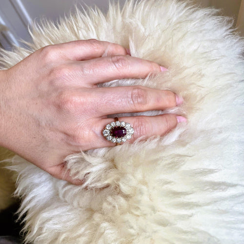 Bague 59 Bague marguerite rubis diamants en or 58 Facettes LMB-314