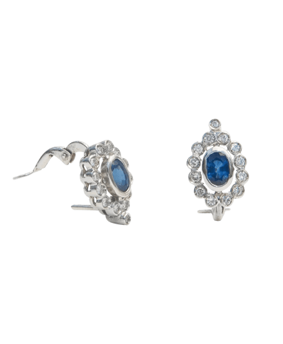 Earrings 18K White Gold Sapphire Diamonds 58 Facettes BO220506/PAIR OF DAISIES/PHOTO