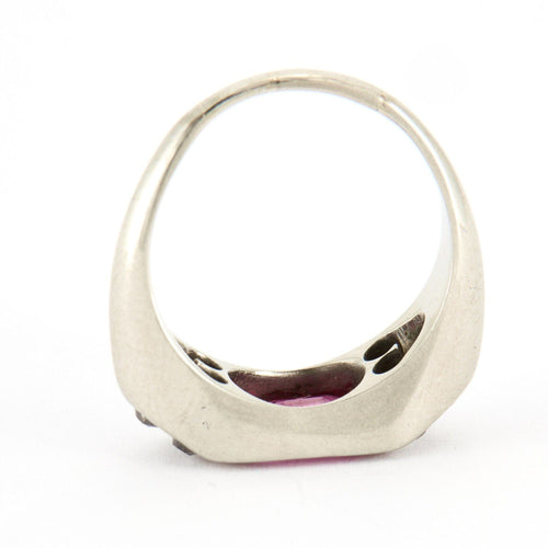 Bague Bague Jonc Art Déco Or Blanc Pierre Rouge/Rose 58 Facettes