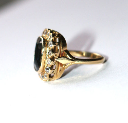Bague 52 Bague Vintage Or Jaune Saphir Bleu Intense 58 Facettes 576