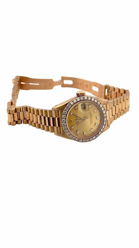 Montre Rolex Lady Oyster perpetual date juste en or et diamants 58 Facettes