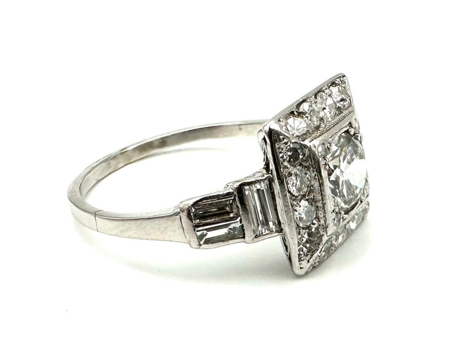 Bague 58 Bague Art-Déco, platine et diamants 58 Facettes