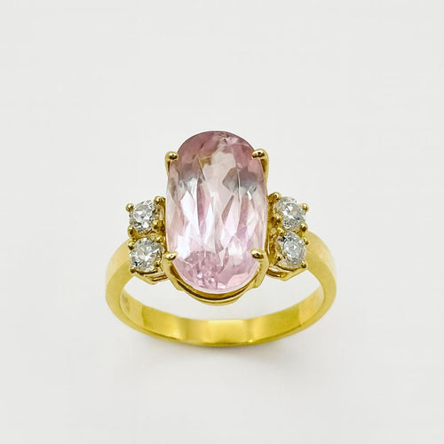 Bague 55 Bague en or jaune avec diamants et kunzite 58 Facettes 50337
