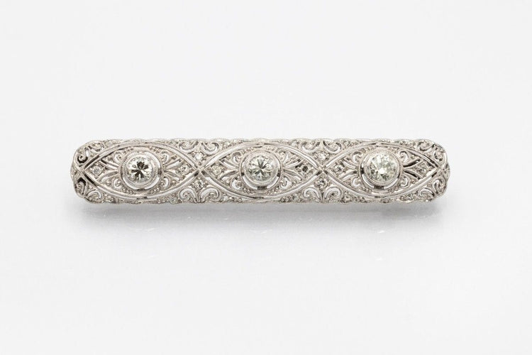 Broche Broche oblongue de style Art Déco avec diamants d'environ 1,25 ct 58 Facettes KLD2