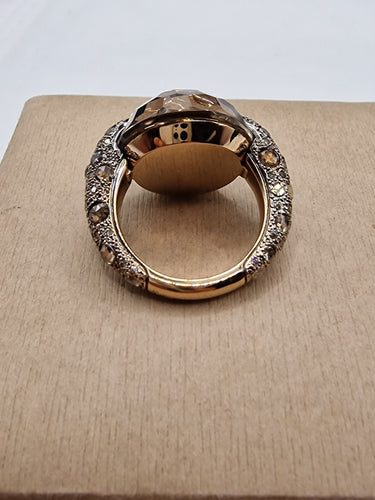 Bague 51 Pomellato - Bague Tango en or rose, quartz fumé et diamants bruns 58 Facettes