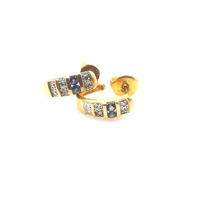 Gold diamond and sapphire earrings