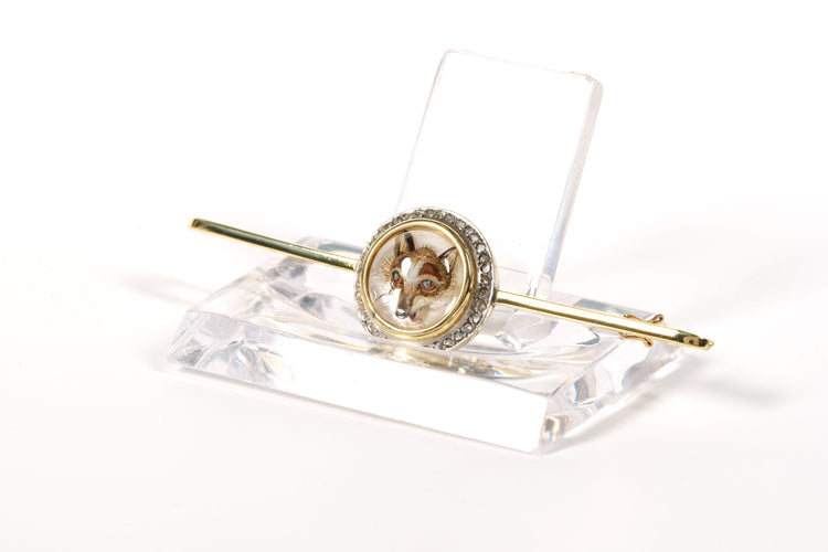 Broche Broche Art Déco en or jaune, cristal anglais et de diamants 58 Facettes 21701