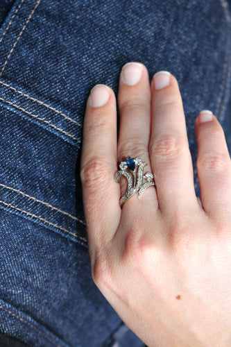 Bague 55 Bague Aigrette Diamants Saphir 58 Facettes 553