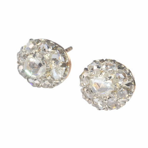 Boucles d'oreilles Boucles d'oreilles ovales vintage en diamants taille rose antique 58 Facettes 22327-0068