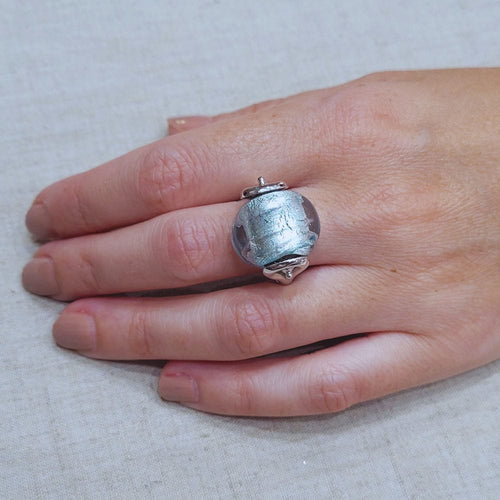 Bague 54 Bague en or blanc et Murano 58 Facettes S183