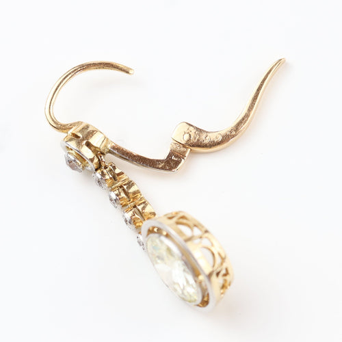 Boucles d'oreilles Boucles d'oreilles vintage en or jaune du XXe siècle avec diamants naturels 58 Facettes
