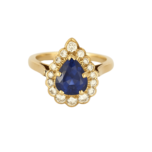 Bague 51 Bague en or jaune, saphir et diamants 58 Facettes B250541