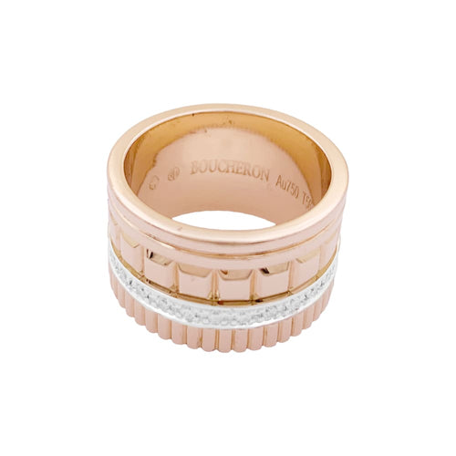 Bague 56 Bague Boucheron, «QUATRE RADIANT ÉDITION», deux ors et diamants. 58 Facettes 35015