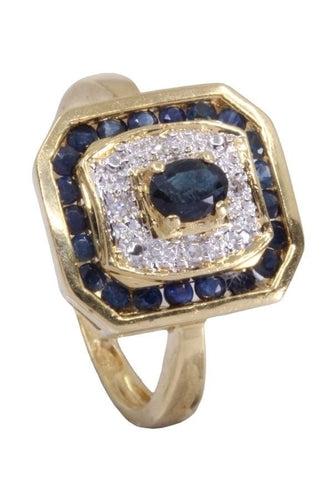 Bague 50 BAGUE STYLE ART DECO SAPHIRS ET DIAMANTS 58 Facettes 083511