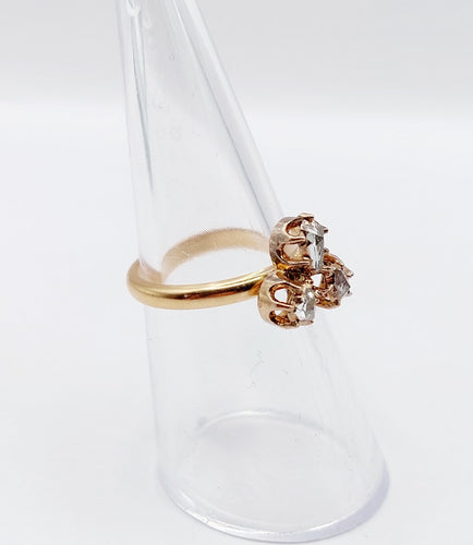 维多利亚玫瑰金三叶草和钻石幻觉戒指