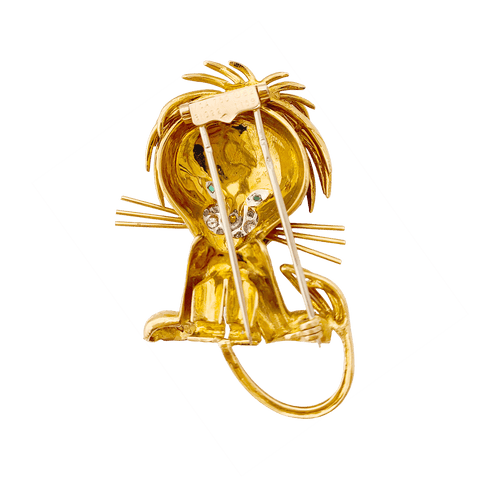 Clip Van Cleef & Arpels, "Lion Ebouriffé", or jaune, émeraude, diamants. 58 Facettes 33983