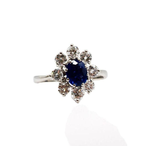 Bague 62 Bague or blanc, saphir et diamants 58 Facettes 240462