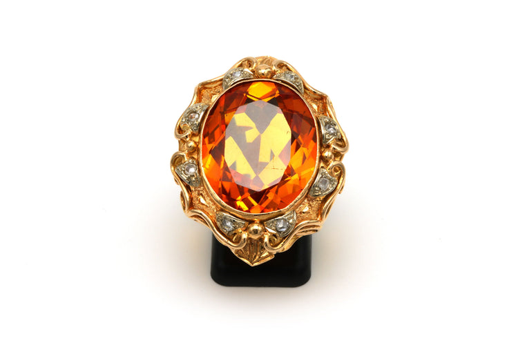 Bague 50 Bague en or jaune sertie d'une citrine et de diamants 58 Facettes 20348
