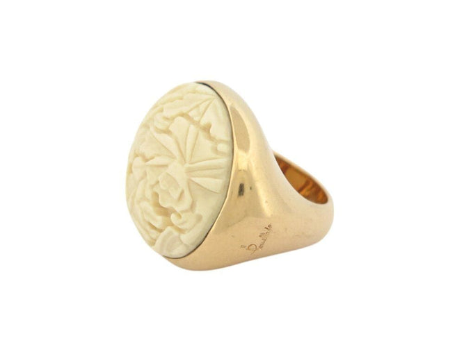 Bague 55 bague POMELLATO victoria engraved t55 en or jaune 18k agate & diamant 58 Facettes 268834