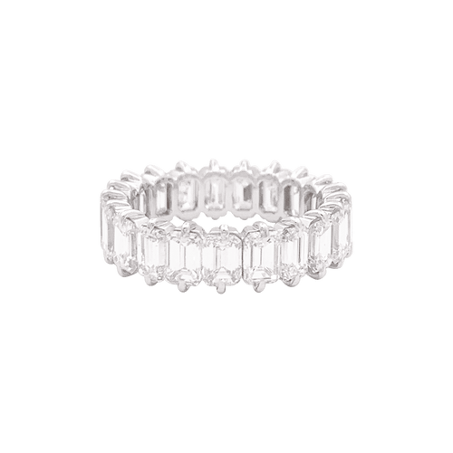 Bague 55 Alliance or blanc, diamants taille émeraude. 58 Facettes 34381