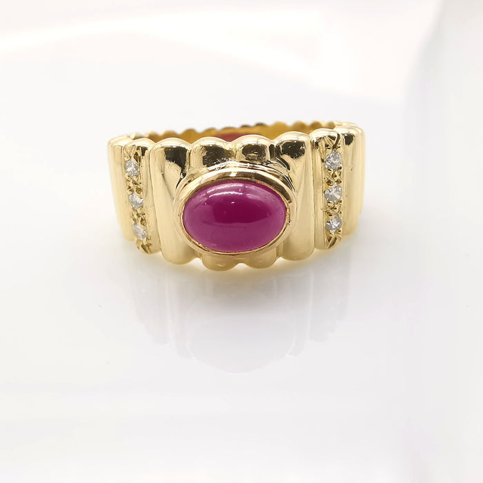 Bague 54 Bague or jaune rubis et diamants 58 Facettes