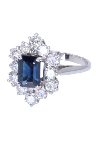 Bague 54 BAGUE POMPADOUR SAPHIR ET DIAMANTS ANNÉES 50 58 Facettes 094101