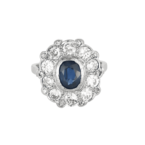 Bague 56 Bague en Or blanc saphir et diamants 58 Facettes LJ 24- 178