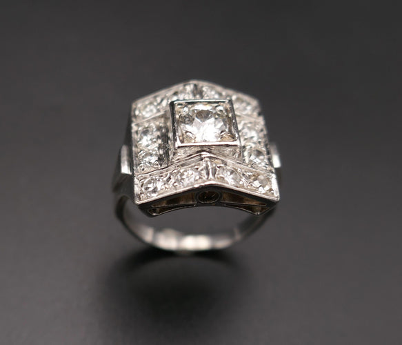 Bague 51 Bague Art Déco Diamants 1,35 carat. 58 Facettes C70-04