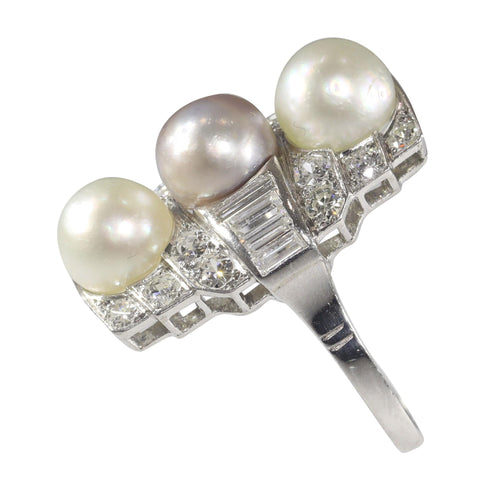 Bague 58 Glamour géométrique : une bague Art déco en diamant et perle 58 Facettes 22297-0116