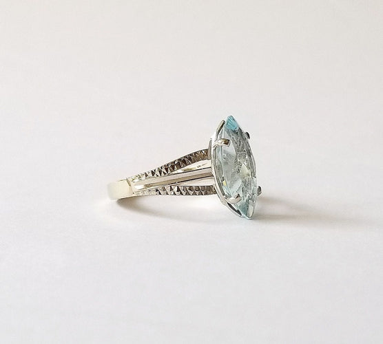 Bague 49 Bague or blanc aigue-marine 2.15 carats 58 Facettes