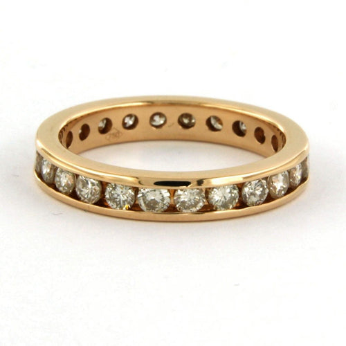 Bague 55 Bague d'éternité en or rose, diamants taille brillant jusqu'à 1,50 ct 58 Facettes