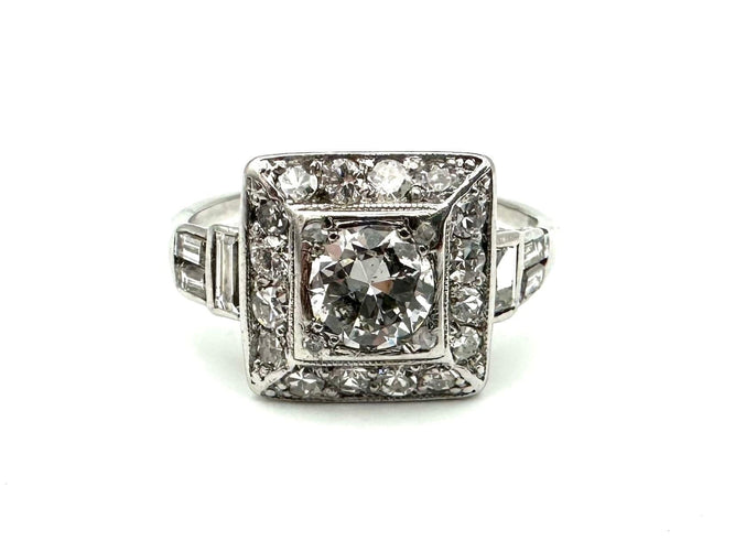 Bague 58 Bague Art-Déco, platine et diamants 58 Facettes