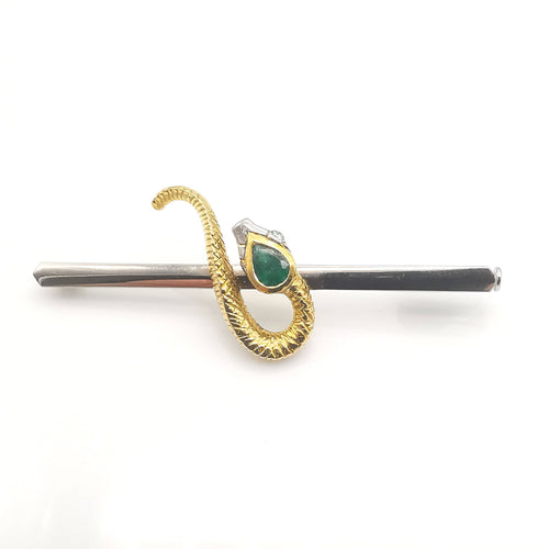 Broche Broche Or jaune et blanc Emeraude et Diamants 58 Facettes