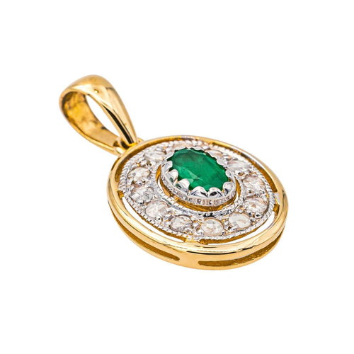 Pendentif Pendentif Or jaune, Or blanc Emeraude, Diamant 58 Facettes 4227670CN