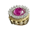Bague 54.5 Bague or jaune et or blanc, rubis, diamants 58 Facettes