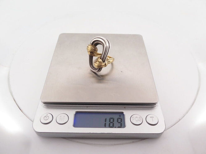 Bague 55 vintage bague VAN CLEEF & ARPELS noeud t55 en or jaune 18k & argent 18.9gr 58 Facettes 267804