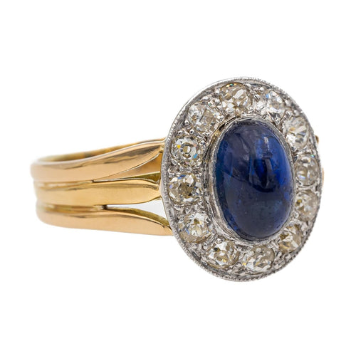 Ring Geelgoud, Witgoud Saffier, Diamant 