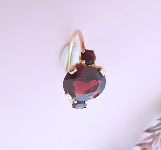 Bague 63 Bague grenats or rose 18 K 58 Facettes AA 1636