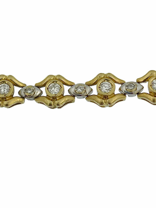 Bracelet Bracelet rétro deux ors avec diamants certifié HRD 58 Facettes