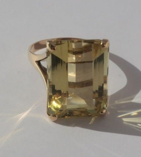 14 ayar pembe altın 13 karat sitrin kokteyl yüzüğü 