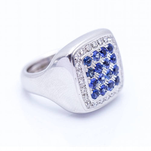 Bague 53 Bague en or blanc avec diamants et saphirs 58 Facettes N102921EJ