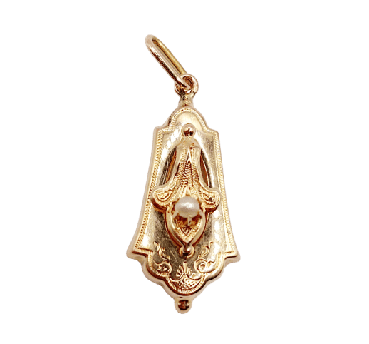 Pendentif Pendentif or rose, or jaune orné d'une perle (circa 1900) 58 Facettes A06292