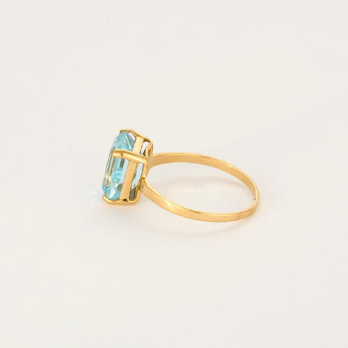 Bague 58 Bague en or jaune sertie d'une aigue-marine 58 Facettes LP1275/BET